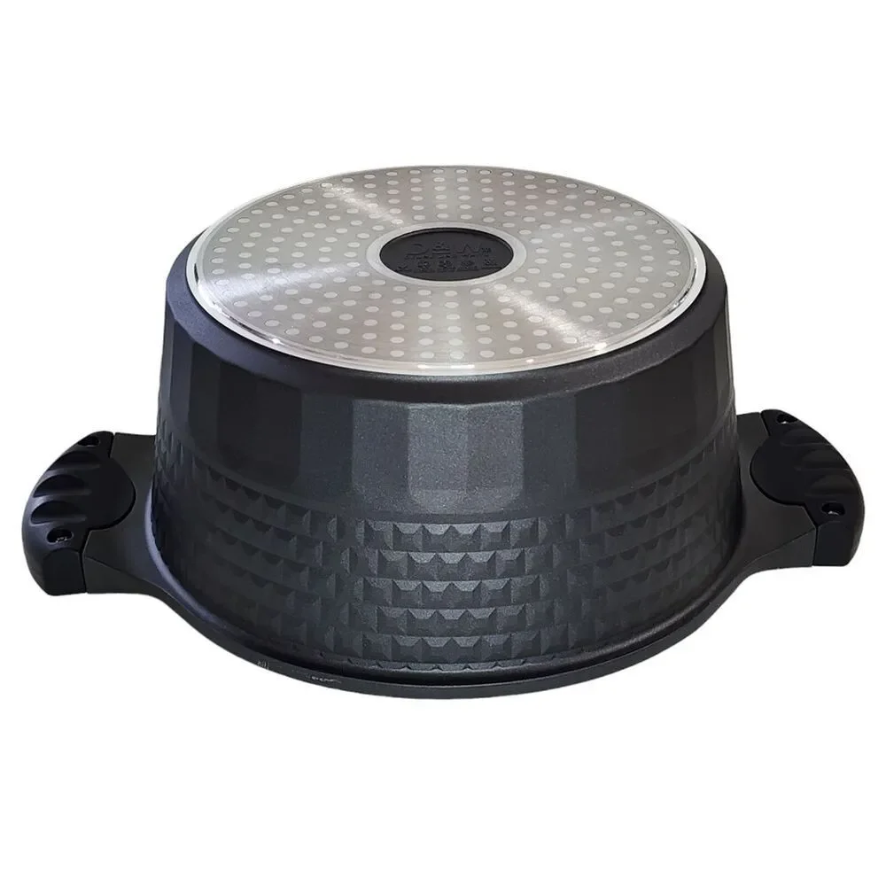 D&W Cookware 9.5in Non Stick Stockpot Casserole‎ Pot With Glass Lid 4.5QT Black